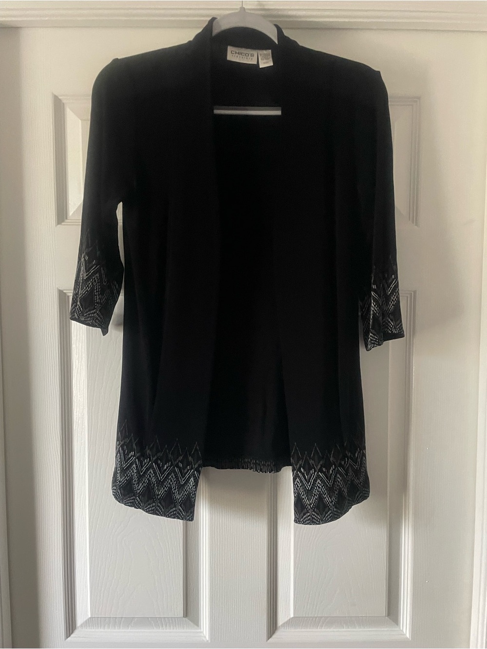 Y2K Chico's Black Open-Front Sweater Cardigan size 0 ( Chico’s sizing )